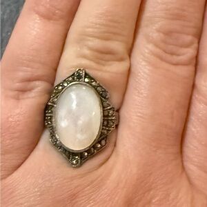 Mother of Pearl Sterling Silver Antique Ring - one of a kind, purchased in Italy